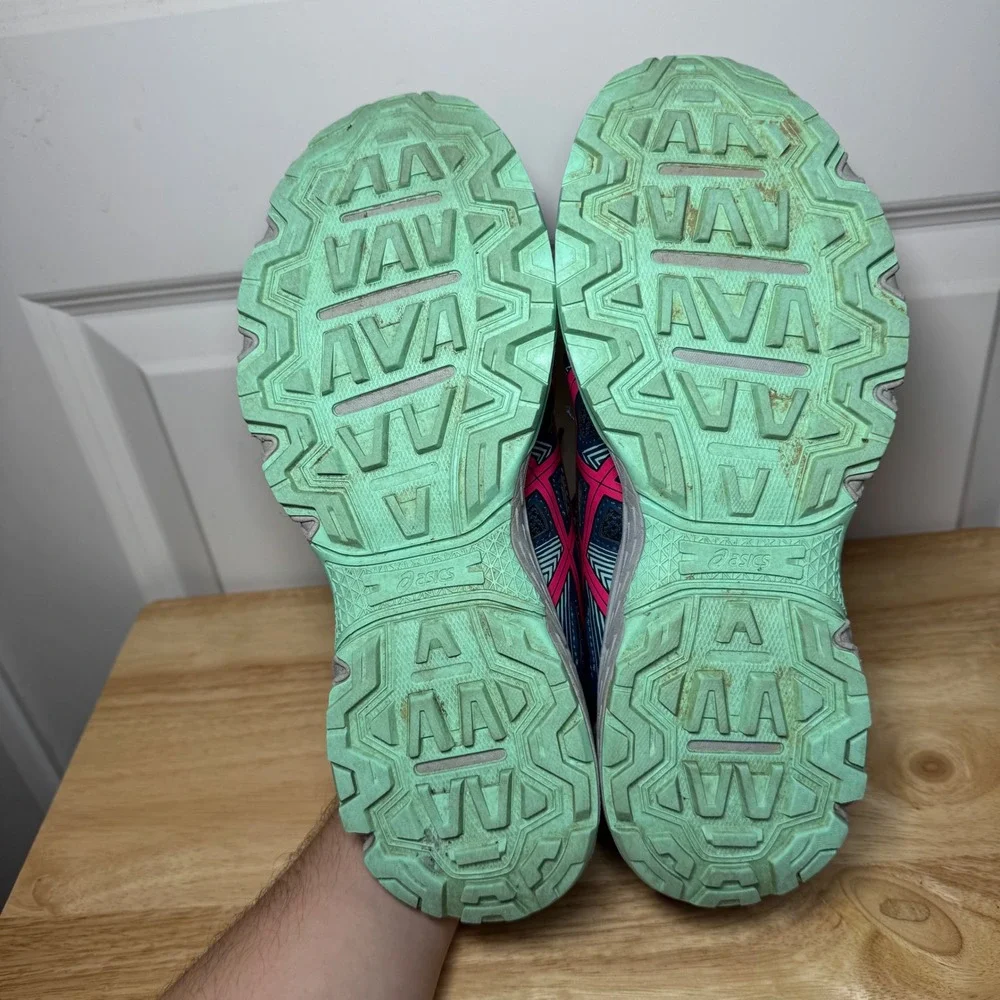 ASICS Gel-Venture 8 Women Navy Pink Mint Trail Running Shoes 1012B230 Size 8.5